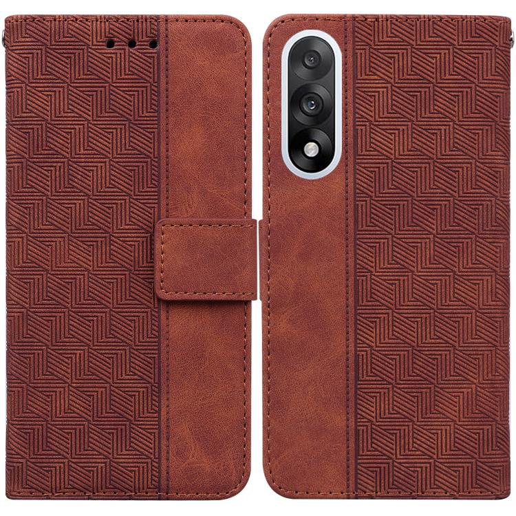 

For OnePlus Ace 5 Ultra / Nord 5 5G Geometric Embossed Leather Phone Case(Brown)