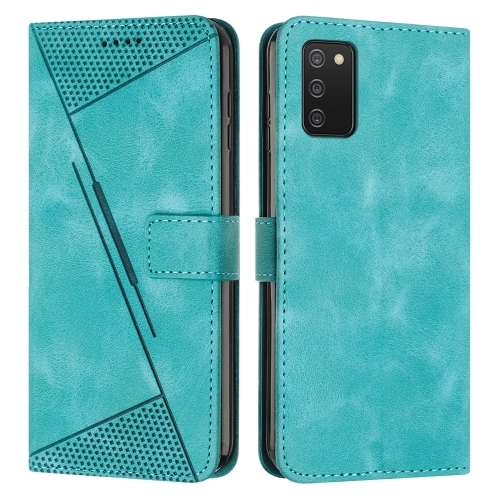 

For Samsung Galaxy A03s 166mm Dream Triangle Leather Phone Case with Long Lanyard(Green)