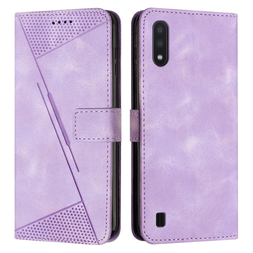 

For Samsung Galaxy A10 / M10 Dream Triangle Leather Phone Case with Long Lanyard(Purple)