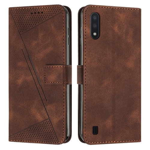 

For Samsung Galaxy A10 / M10 Dream Triangle Leather Phone Case with Long Lanyard(Brown)