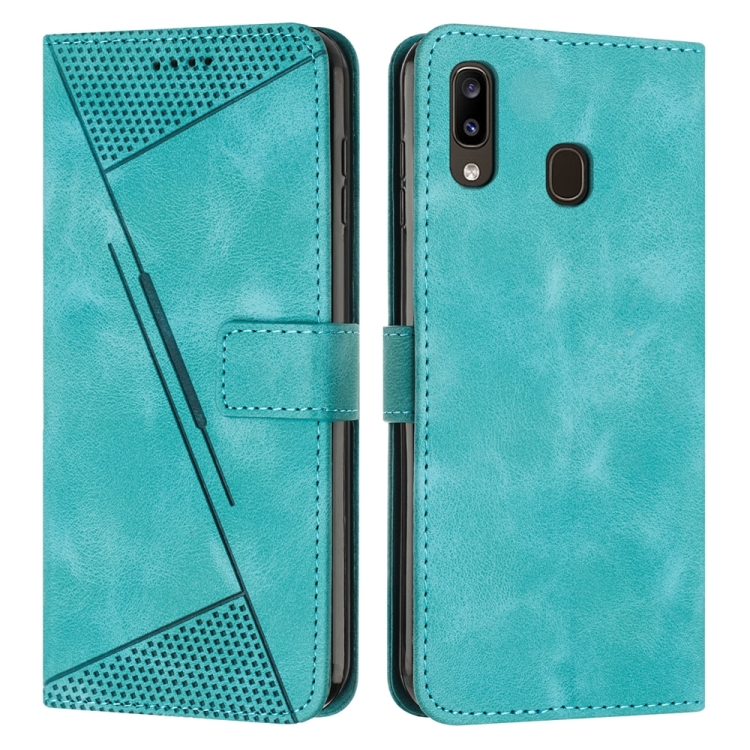 

For Samsung Galaxy A20e Dream Triangle Leather Phone Case with Long Lanyard(Green)