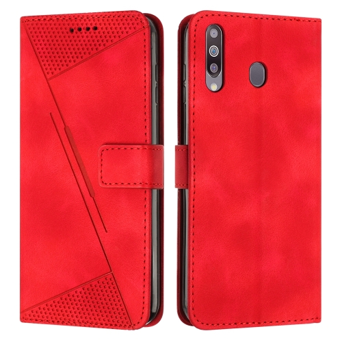 

For Samsung Galaxy A20s Dream Triangle Leather Phone Case with Lanyard(Red)
