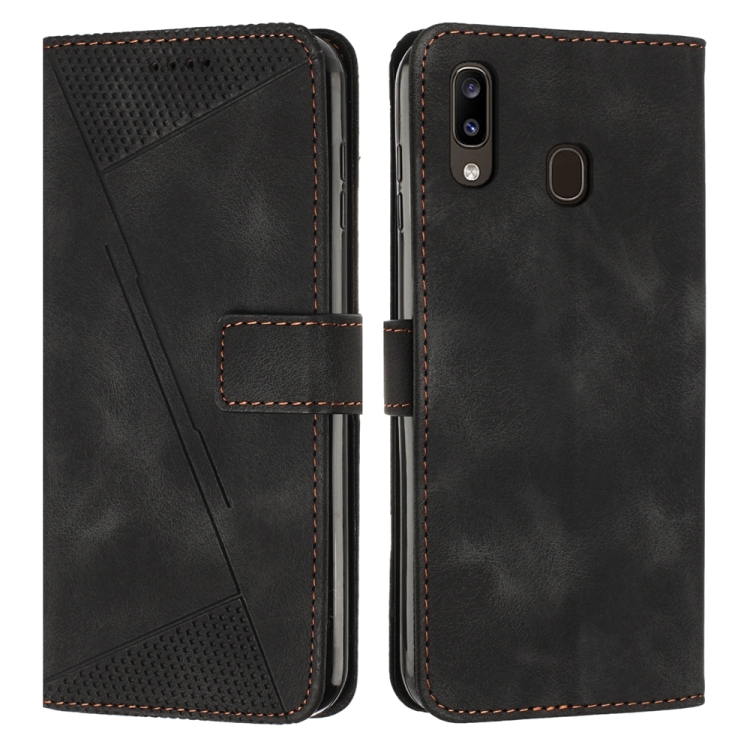 

For Samsung Galaxy A40 Dream Triangle Leather Phone Case with Long Lanyard(Black)