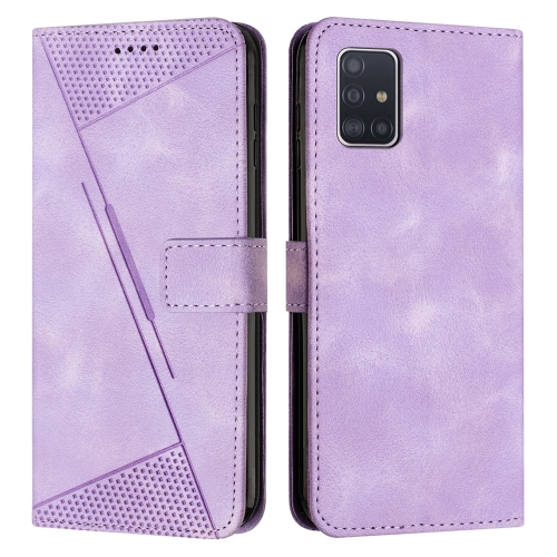 

For Samsung Galaxy A51 4G Dream Triangle Leather Phone Case with Long Lanyard(Purple)