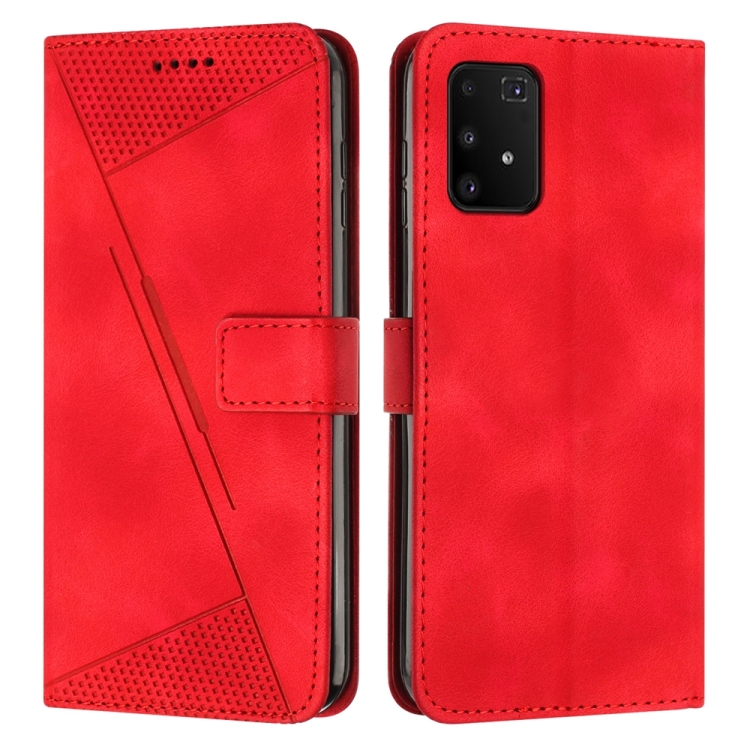 

For Samsung Galaxy A91 Dream Triangle Leather Phone Case with Long Lanyard(Red)