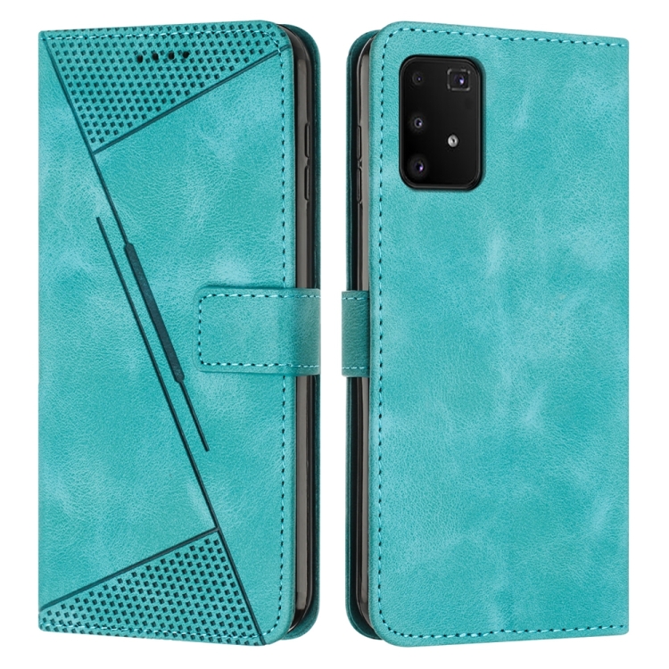 

For Samsung Galaxy A91 Dream Triangle Leather Phone Case with Long Lanyard(Green)