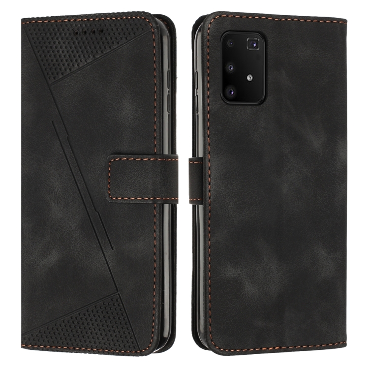 

For Samsung Galaxy A91 Dream Triangle Leather Phone Case with Long Lanyard(Black)