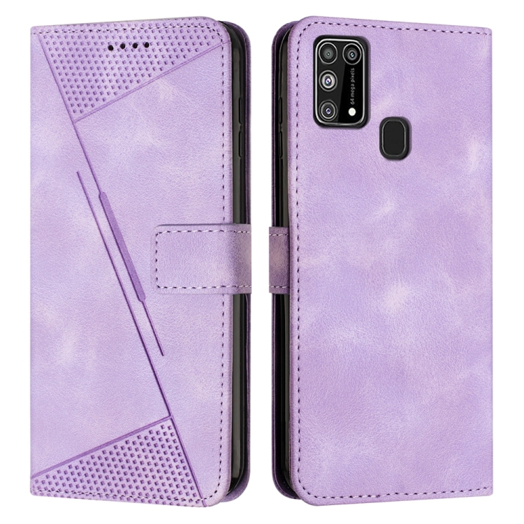 

For Samsung Galaxy M31 Dream Triangle Leather Phone Case with Lanyard(Purple)