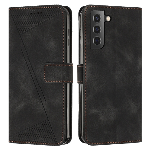 

For Samsung Galaxy S21 FE 5G Dream Triangle Leather Phone Case with Long Lanyard(Black)