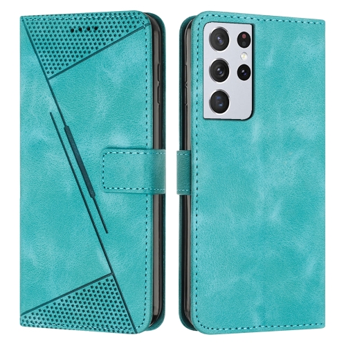 

For Samsung Galaxy S21 Ultra 5G Dream Triangle Leather Phone Case with Long Lanyard(Green)