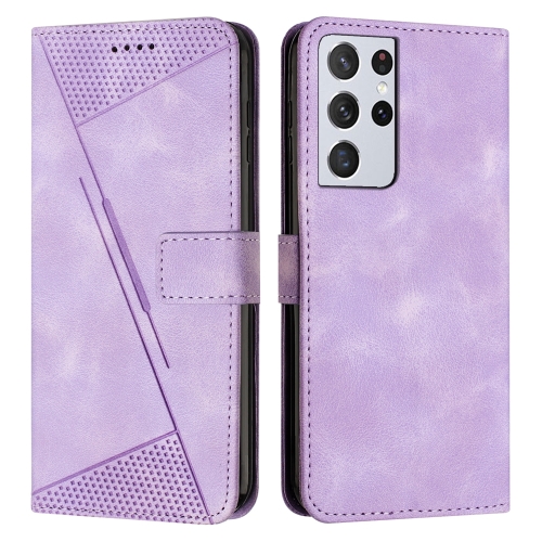 

For Samsung Galaxy S21 Ultra 5G Dream Triangle Leather Phone Case with Long Lanyard(Purple)