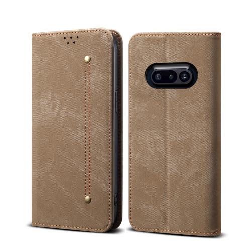 

For Nothing Phone 3a Denim Texture Casual Style Flip Leather Case(Khaki)