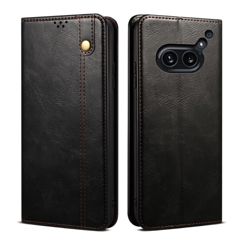 

For Nothing Phone 2A Oil Wax Crazy Horse Texture Leather Phone Case(Black)