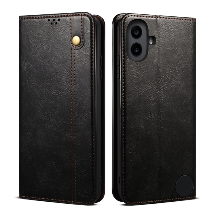 

For Nothing CMF Phone 1 Oil Wax Crazy Horse Texture Leather Phone Case(Black)