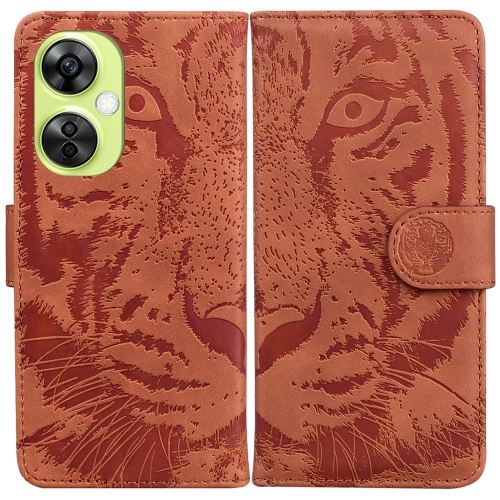 

For OnePlus Nord CE 3 Lite/Nord N30 Tiger Embossing Pattern Flip Leather Phone Case(Brown)