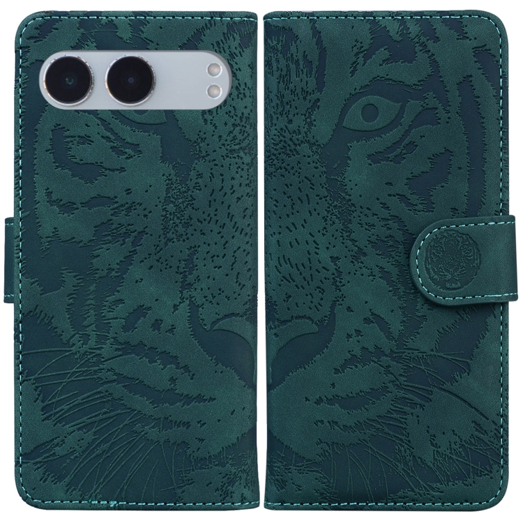 

For OnePlus Nord 4 Tiger Embossing Pattern Flip Leather Phone Case(Green)