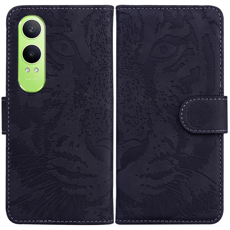 

For OnePlus Nord CE4 Lite Tiger Embossing Pattern Flip Leather Phone Case(Black)