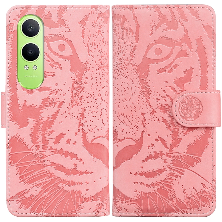 

For OnePlus Nord CE4 Lite Tiger Embossing Pattern Flip Leather Phone Case(Pink)