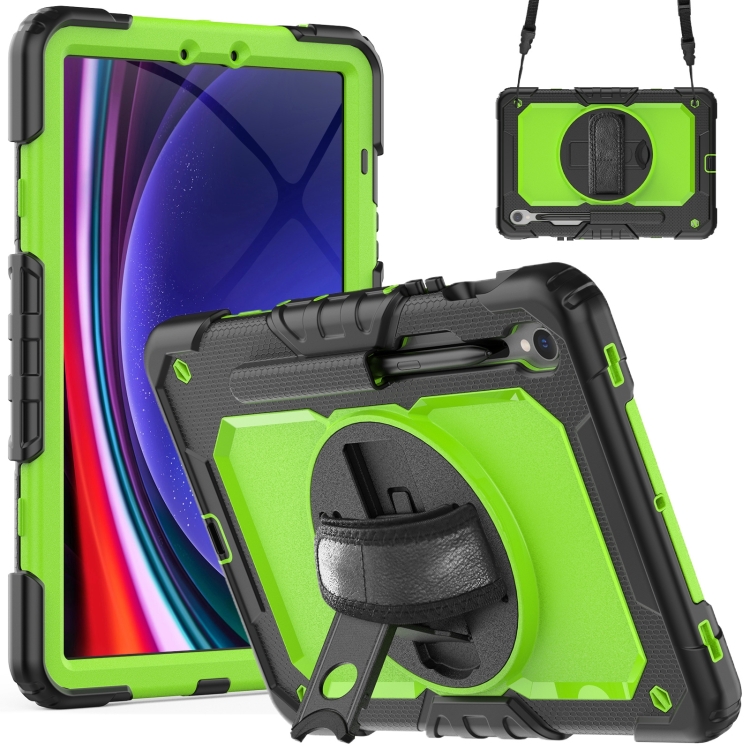 

For Samsung Galaxy Tab S9 / S9 FE Silicone Hybrid PC Tablet Protective Case(Black+Yellow Green)