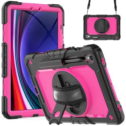 

For Samsung Galaxy Tab S9 / S9 FE Silicone + PC Tablet Case(Black+Rose Red)