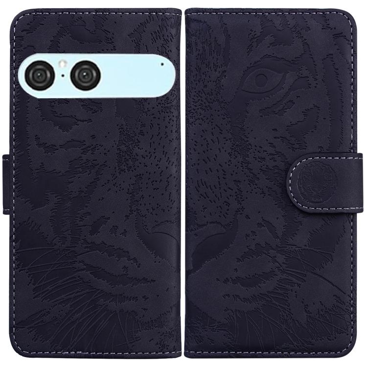 

For Sony Xperia 10 VII Tiger Embossing Pattern Flip Leather Phone Case(Black)
