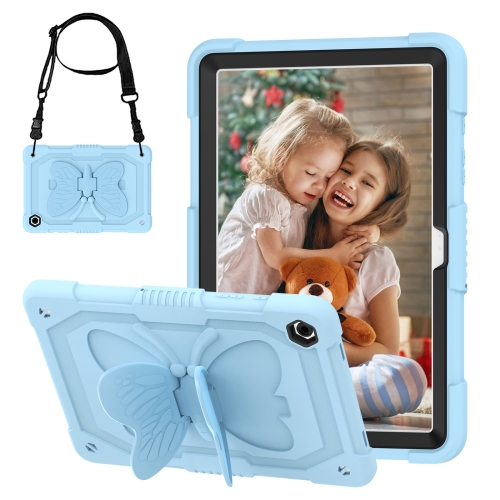 

For Samsung Galaxy Tab A9+ Butterfly Kickstand Heavy Duty Hard Rugged Tablet Case(Ice Blue)