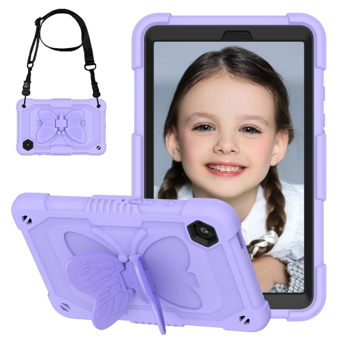 

For Samsung Galaxy Tab A9 Butterfly Kickstand Heavy Duty Hard Rugged Tablet Case(Raro Purple)