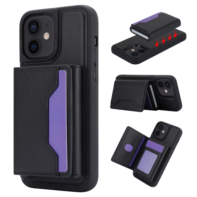 

For iPhone 11 RFID Anti-theft Detachable Card Bag Leather Phone Case(Black)