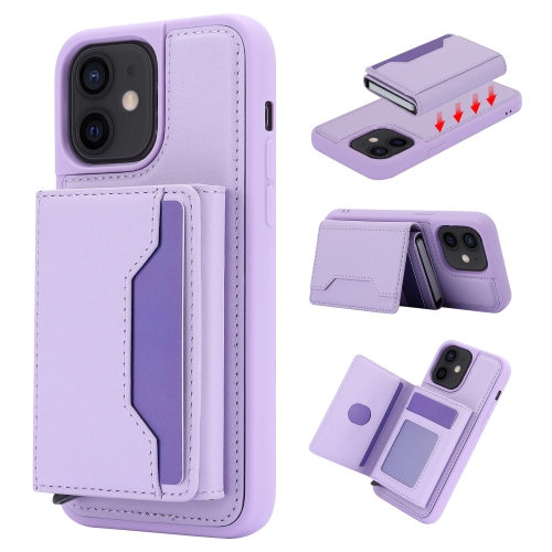 

For iPhone 11 RFID Anti-theft Detachable Card Bag Leather Phone Case(Purple)