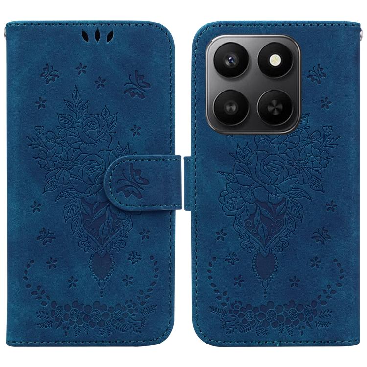 

For Honor 400 Smart 4G / 5G Butterfly Rose Embossed Leather Phone Case(Blue)