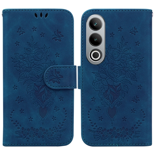 

For OnePlus Nord CE4 5G Butterfly Rose Embossed Leather Phone Case(Blue)
