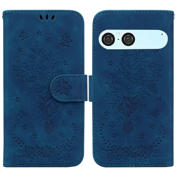 

For Sony Xperia 10 VII Butterfly Rose Embossed Leather Phone Case(Blue)