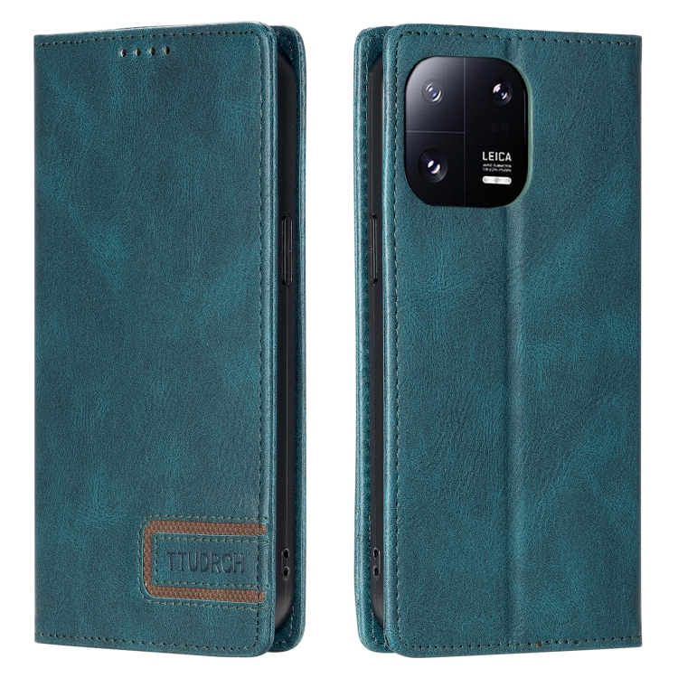 

For Xiaomi 13 Pro TTUDRCH RFID Retro Texture Leather Phone Case(Greem)