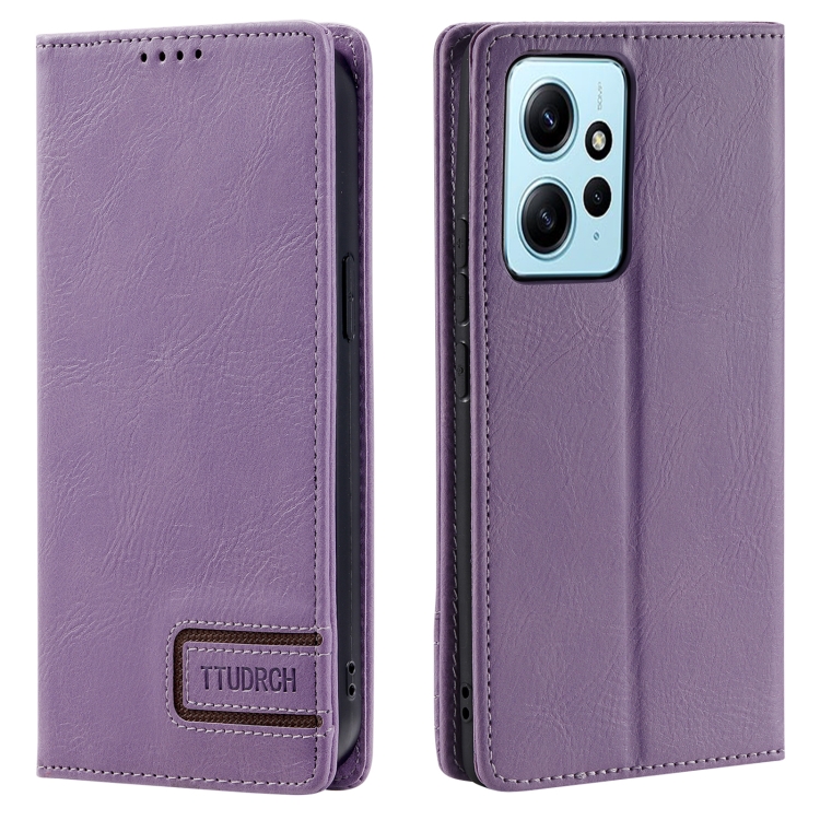 

For Xiaomi Redmi Note 12 4G Global TTUDRCH RFID Retro Texture Leather Phone Case(Purple)