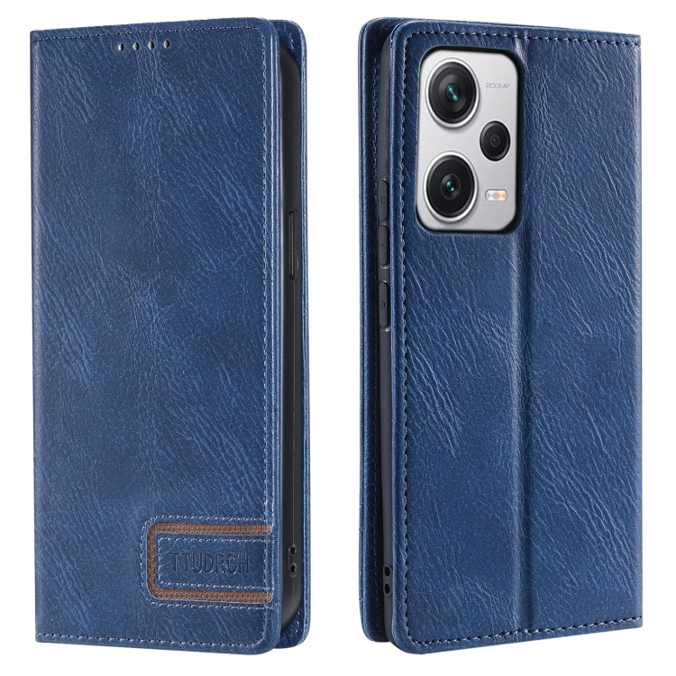 

For Xiaomi Redmi Note 12 Pro+ 5G Global TTUDRCH RFID Retro Texture Leather Phone Case(Blue)