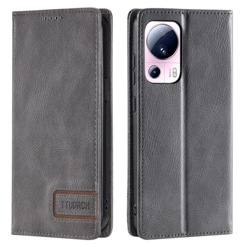 

Xiaomi 13 Lite TTUDRCH RFID Retro Texture Leather Phone Case(Grey)