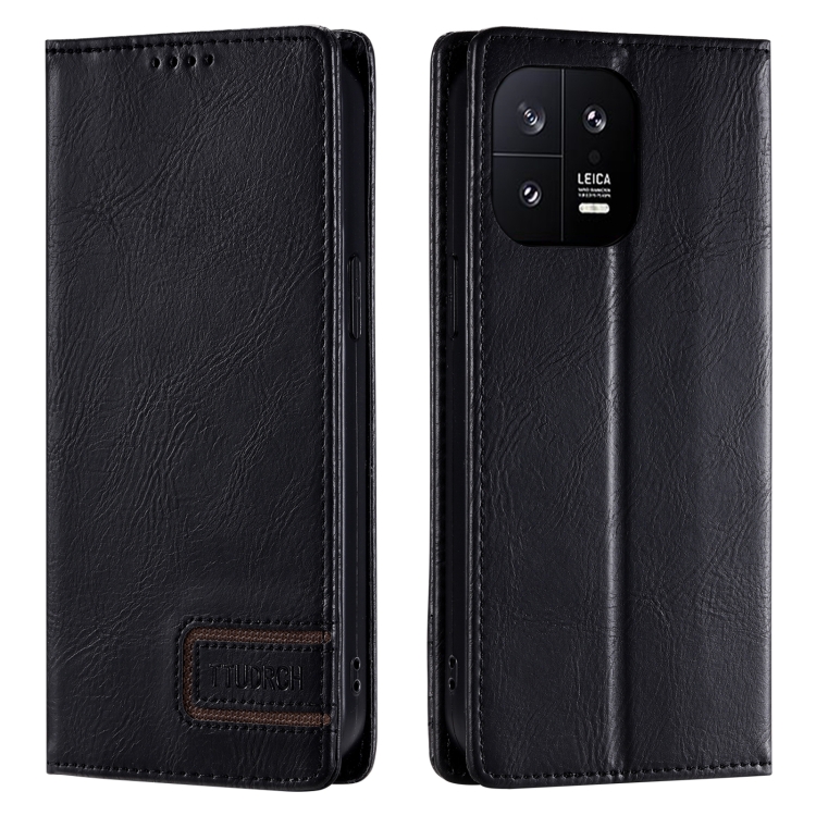 

For Xiaomi 13 TTUDRCH RFID Retro Texture Leather Phone Case(Black)