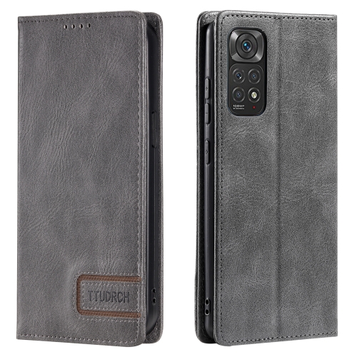 

For Xiaomi Redmi Note 11 Pro 4G/5G Global TTUDRCH RFID Retro Texture Leather Phone Case(Grey)