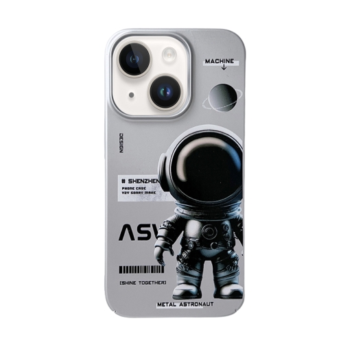 

For iPhone 14 Skin Feel Pattern PC Phone Case(Positive Metal Astronaut)