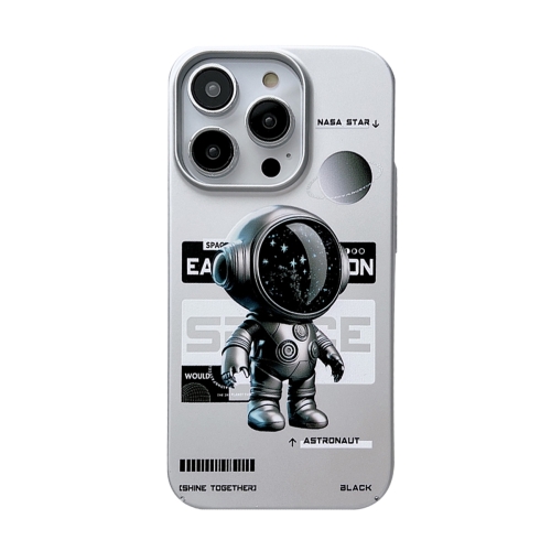 

For iPhone 14 Pro Skin Feel Pattern PC Phone Case(Sideways Metal Astronaut)