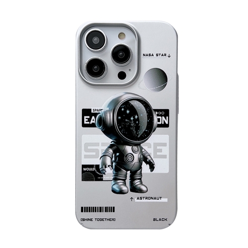 

For iPhone 14 Pro Max Skin Feel Pattern PC Phone Case(Sideways Metal Astronaut)