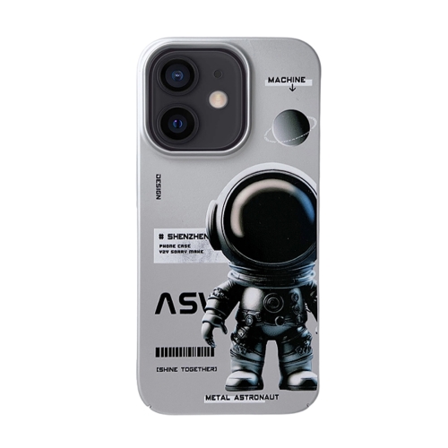 

For iPhone 12 Skin Feel Pattern PC Phone Case(Positive Metal Astronaut)