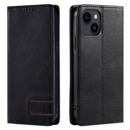 

For iPhone 14 Plus TTUDRCH RFID Retro Texture Magnetic Leather Phone Case(Black)