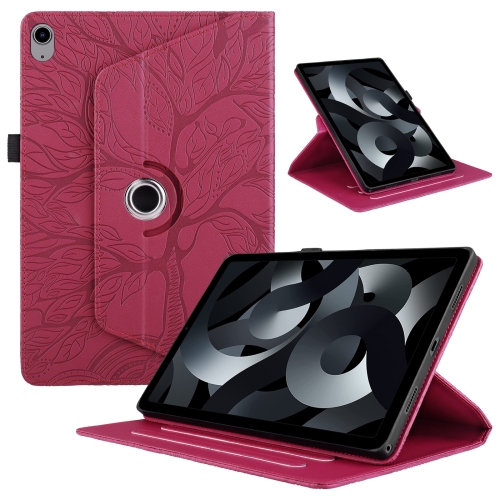 

For iPad 10th Gen 10.9 2022 Tree Life Embossed Rotation Leather Smart Tablet Case(Red)