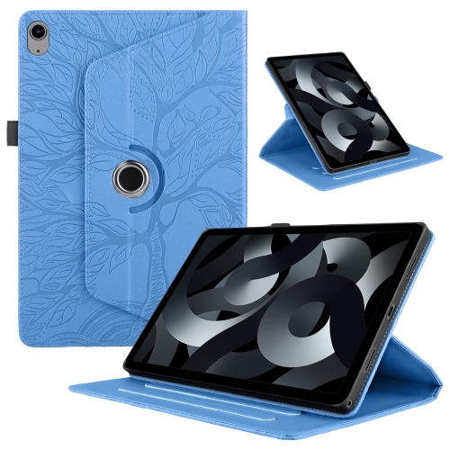 

For iPad 10th Gen 10.9 2022 Tree Life Embossed Rotation Leather Smart Tablet Case(Blue)