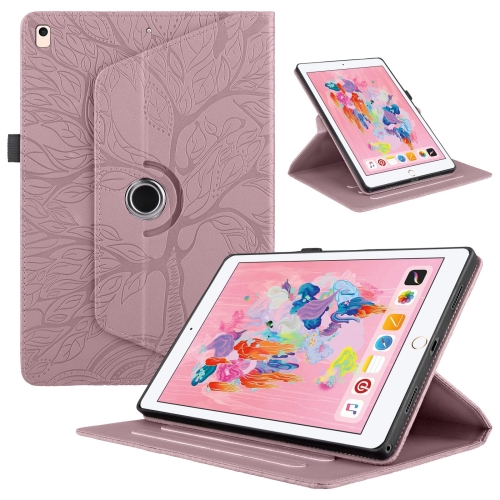 

For iPad 10.2 2021 / 2020 / 10.5 Tree Life Embossed Rotation Leather Smart Tablet Case(Rose Gold)
