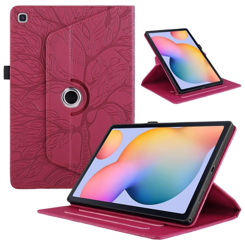 

For Samsung Galaxy Tab S6 Lite P610 Tree Life Embossed Rotation Leather Smart Tablet Case(Red)