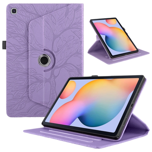 

For Samsung Galaxy Tab S6 Lite P610 Tree Life Embossed Rotation Leather Smart Tablet Case(Purple)