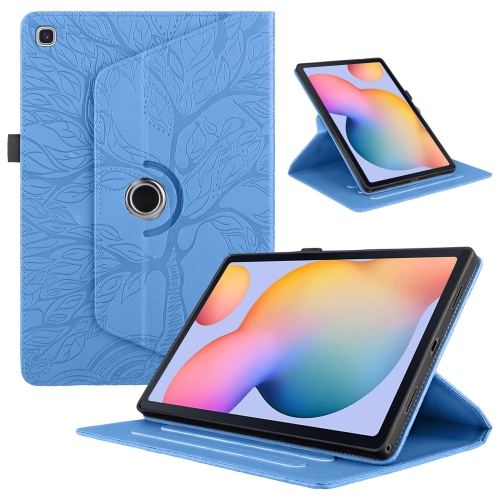 

For Samsung Galaxy Tab S6 Lite P610 Tree Life Embossed Rotation Leather Smart Tablet Case(Blue)