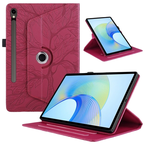 

For Samsung Galaxy Tab S9 FE / S9 X510 Tree Life Embossed Rotation Leather Smart Tablet Case(Red)